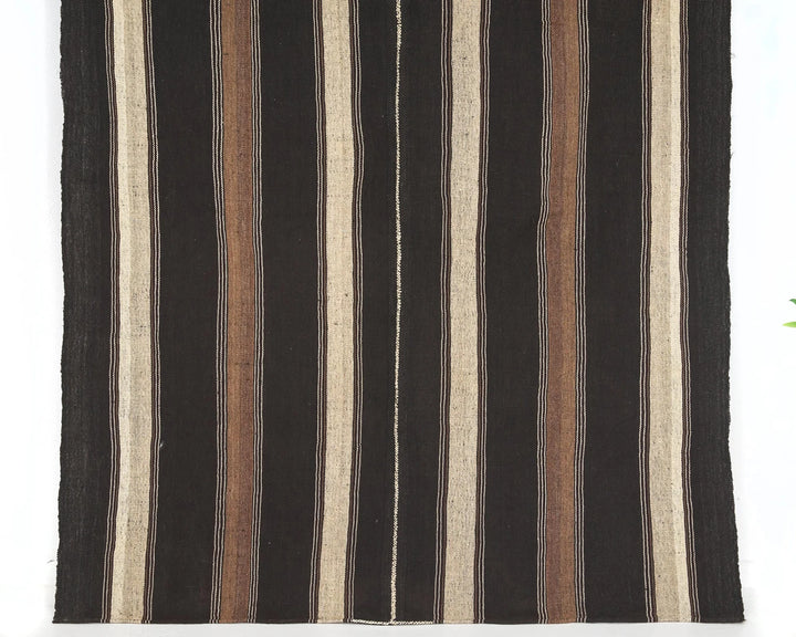 Brown Turkish Kilim Rug 5' x 6' 10" Flat-Weave | No. VR79327