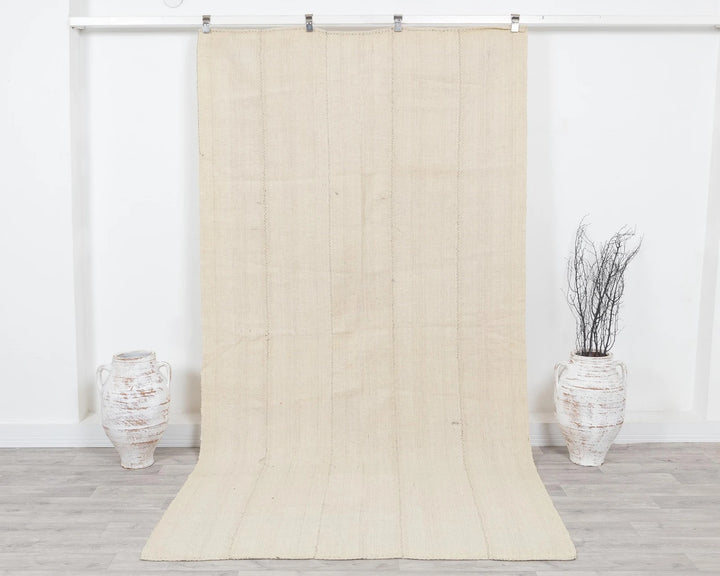 Beige Turkish Kilim Rug 5' 1" x 9' 10" Flat-Weave | No. VR79334