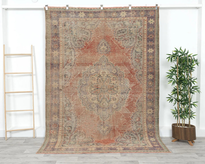 Multicolor Turkish Oushak Rug 5' 10" x 8' 5" Hand-Knotted | No. VR79394