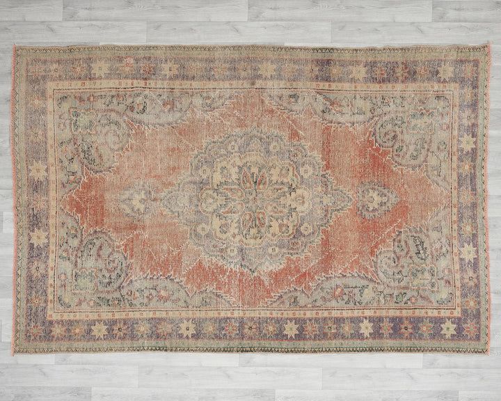 Multicolor Turkish Oushak Rug 5' 10" x 8' 5" Hand-Knotted | No. VR79394
