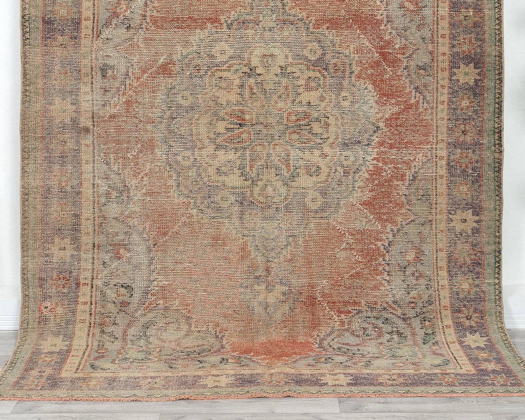 Multicolor Turkish Oushak Rug 5' 10" x 8' 5" Hand-Knotted | No. VR79394