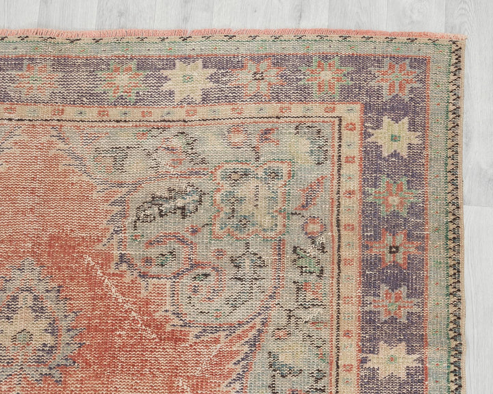 Multicolor Turkish Oushak Rug 5' 10" x 8' 5" Hand-Knotted | No. VR79394