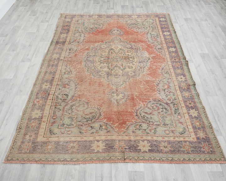 Multicolor Turkish Oushak Rug 5' 10" x 8' 5" Hand-Knotted | No. VR79394