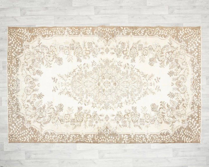 Beige Turkish Oushak Rug 5' 4" x 8' 8" Hand-Knotted view 9