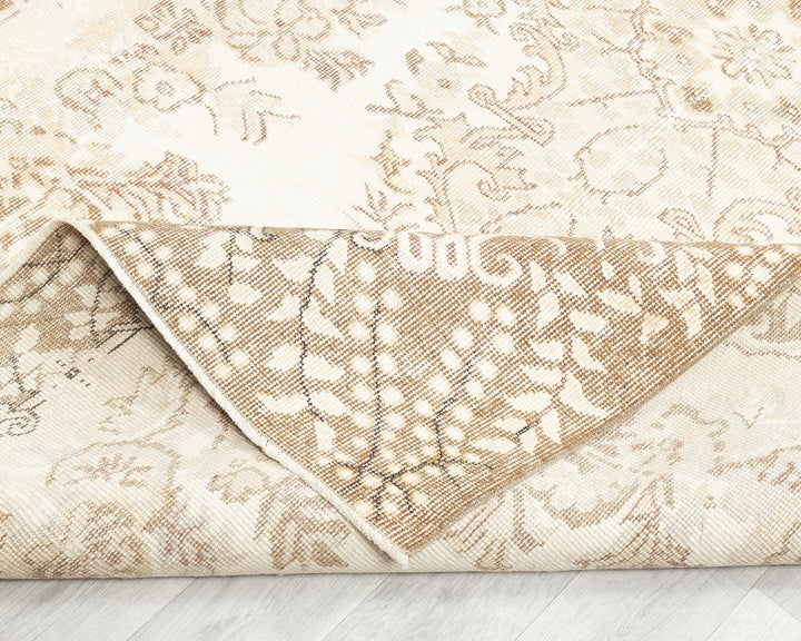 Beige Turkish Oushak Rug 5' 4" x 8' 8" Hand-Knotted field