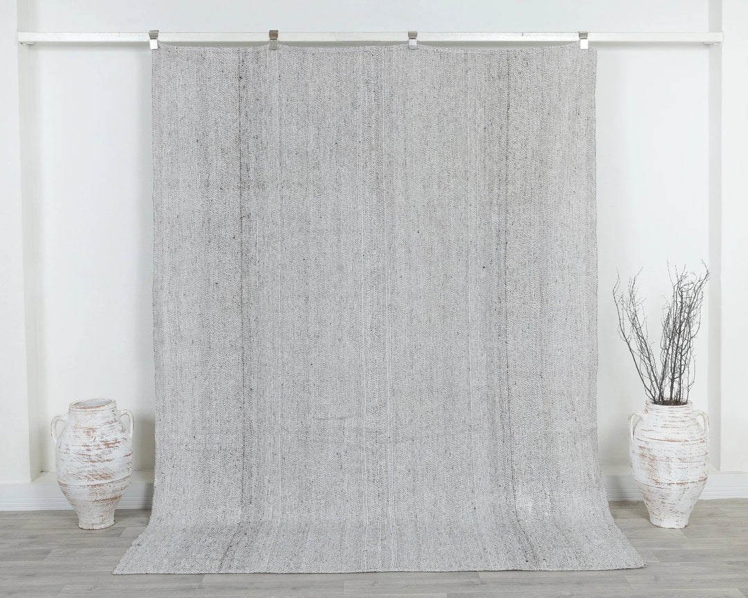 Gray Turkish Kilim Rug 6' x 9' Flat-Weave