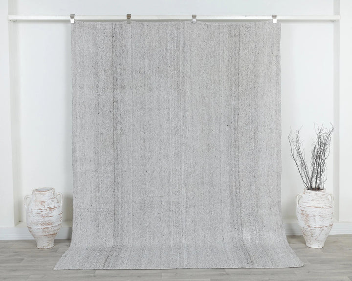 Gray Turkish Kilim Rug 6' x 9' Flat-Weave