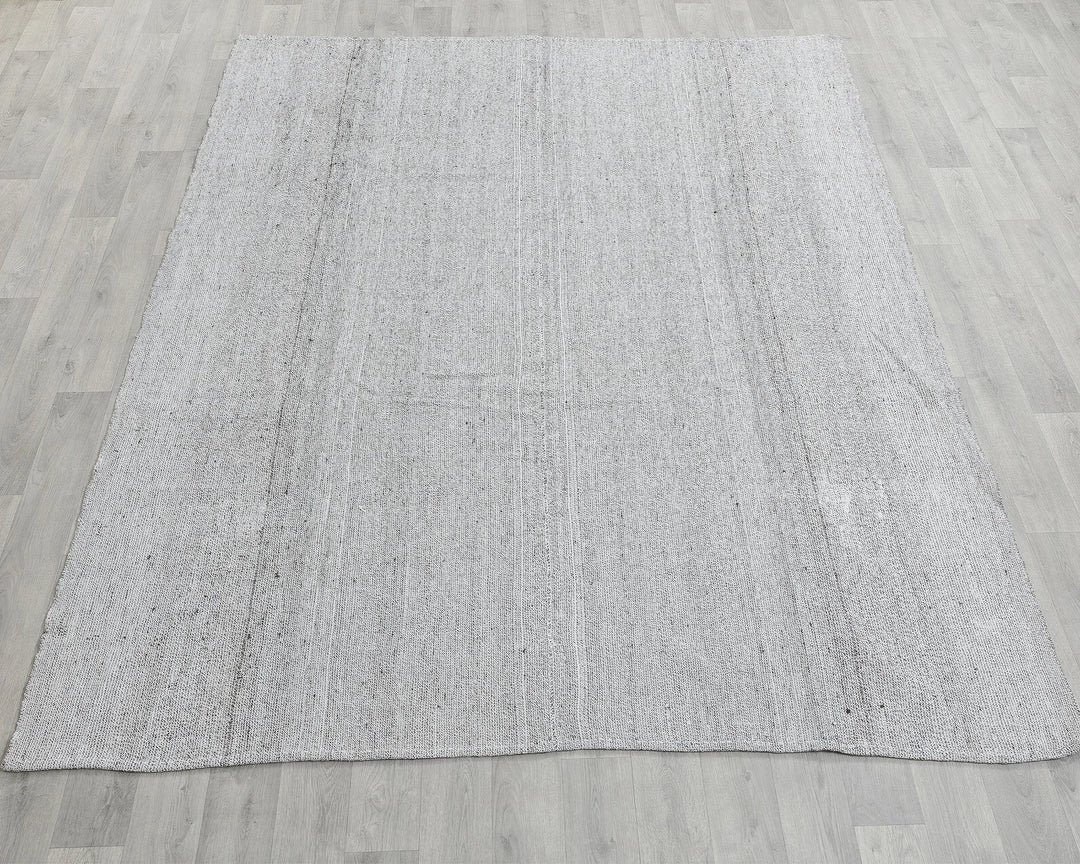 Gray Turkish Kilim Rug 6' x 9' Flat-Weave view 9