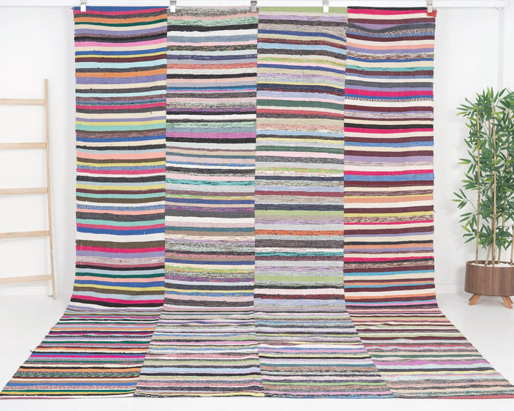 Blue Turkish Kilim Rug 7' 9" x 11' 6" Flat-Weave | No. VR79874