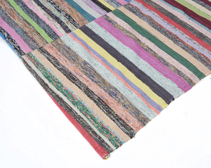 Blue Turkish Kilim Rug 7' 9" x 11' 6" Flat-Weave | No. VR79874