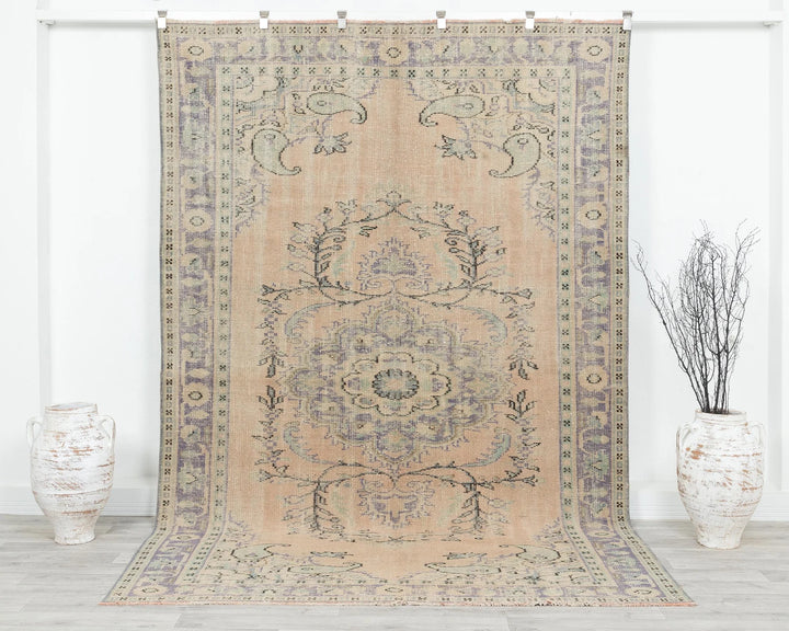 Multicolor Turkish Oushak Rug 9'7" x 6'4" Hand-Knotted | No. VR80154