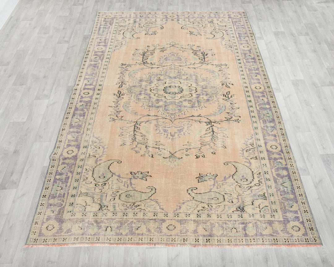 Multicolor Turkish Oushak Rug 9'7" x 6'4" Hand-Knotted | No. VR80154