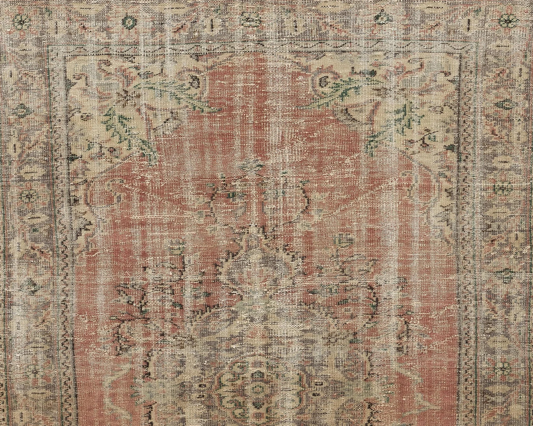 Multicolor Turkish Oushak Rug 5' 7" x 8' 4" Hand-Knotted detail