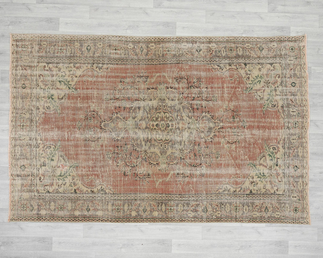 Multicolor Turkish Oushak Rug 5' 7" x 8' 4" Hand-Knotted pattern