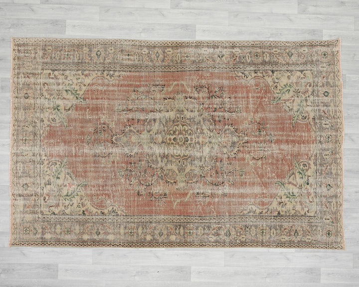 Multicolor Turkish Oushak Rug 5' 7" x 8' 4" Hand-Knotted pattern