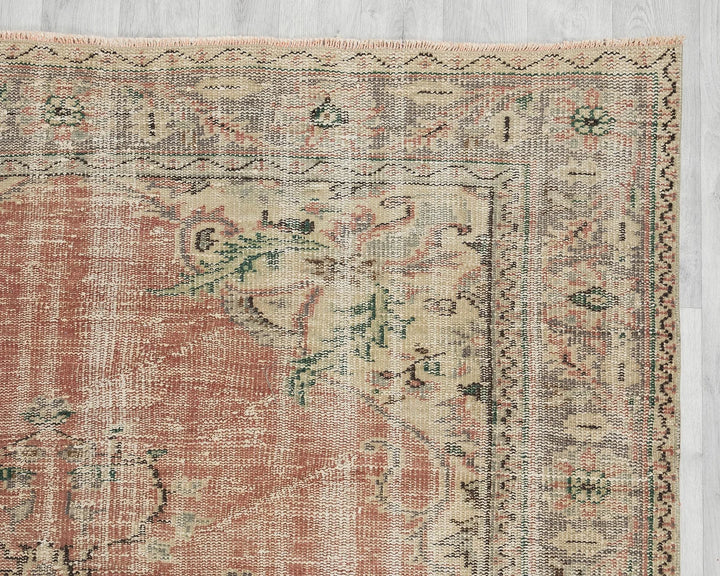 Multicolor Turkish Oushak Rug 5' 7" x 8' 4" Hand-Knotted border