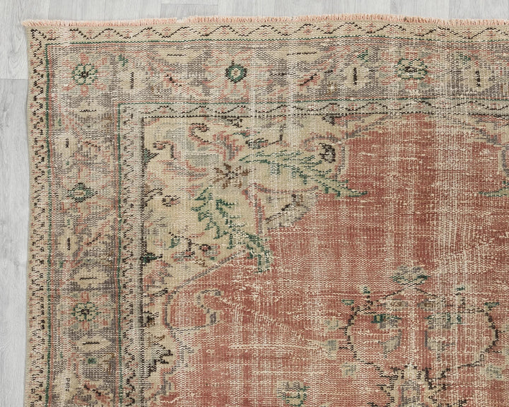 Multicolor Turkish Oushak Rug 5' 7" x 8' 4" Hand-Knotted field