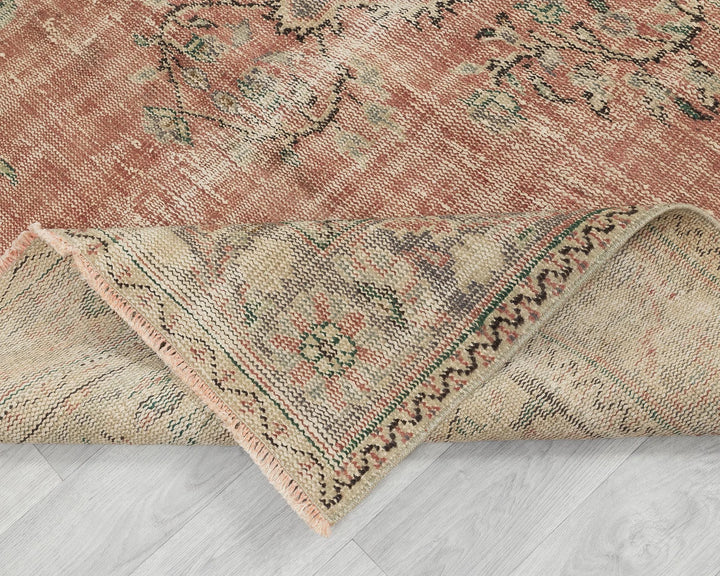 Multicolor Turkish Oushak Rug 5' 7" x 8' 4" Hand-Knotted texture