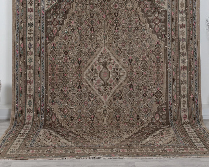 Brown Turkish Oushak Rug 6' 11" x 9' 10" Hand-Knotted detail