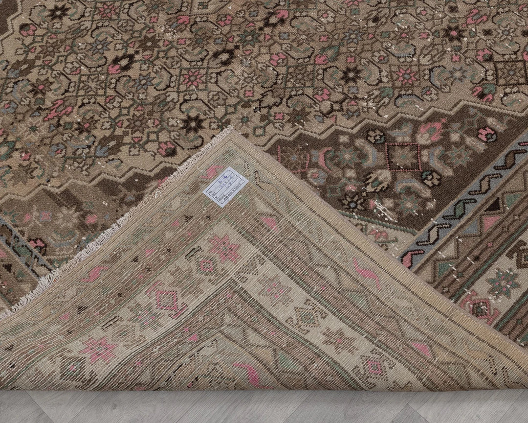 Brown Turkish Oushak Rug 6' 11" x 9' 10" Hand-Knotted texture