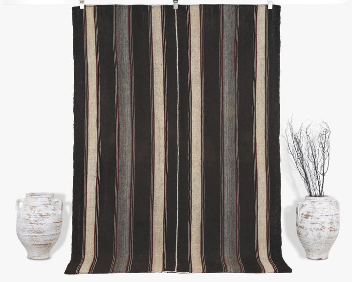 Brown Turkish Kilim Rug 5' 4" x 7' 5" Flat-Weave | No. VR80302