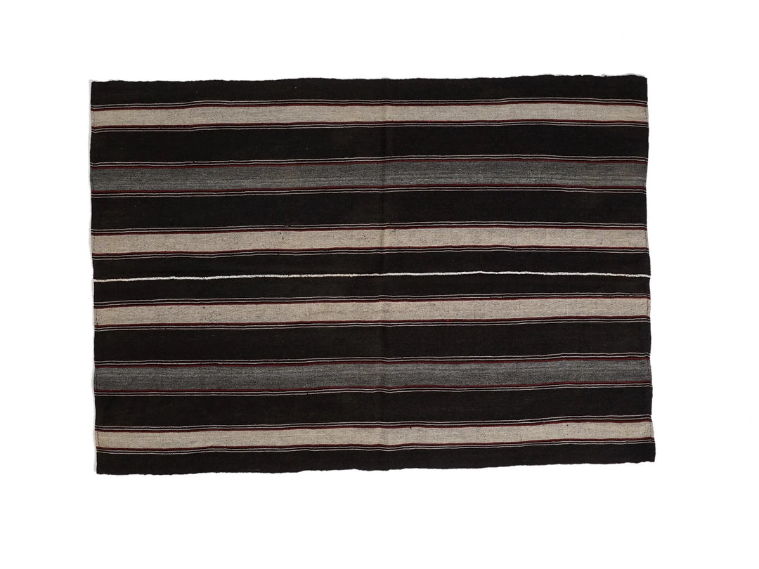 Brown Turkish Kilim Rug 5' 4" x 7' 5" Flat-Weave | No. VR80302