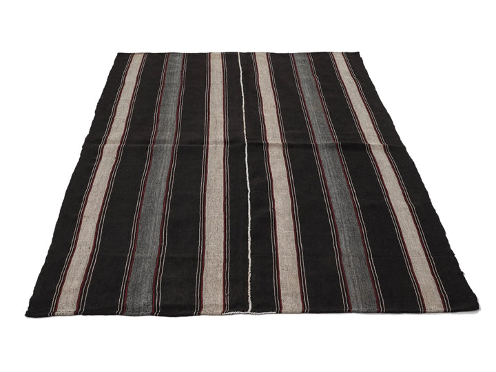 Brown Turkish Kilim Rug 5' 4" x 7' 5" Flat-Weave | No. VR80302