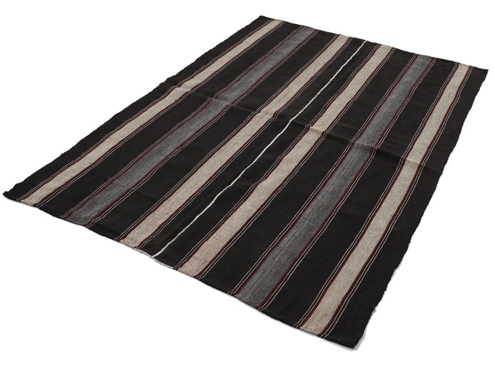 Brown Turkish Kilim Rug 5' 4" x 7' 5" Flat-Weave | No. VR80302