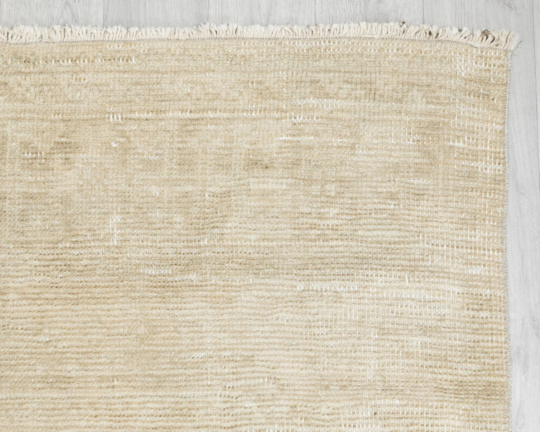 Beige Turkish Oushak Rug 3' x 11' 4" Hand-Knotted | No. VR80376