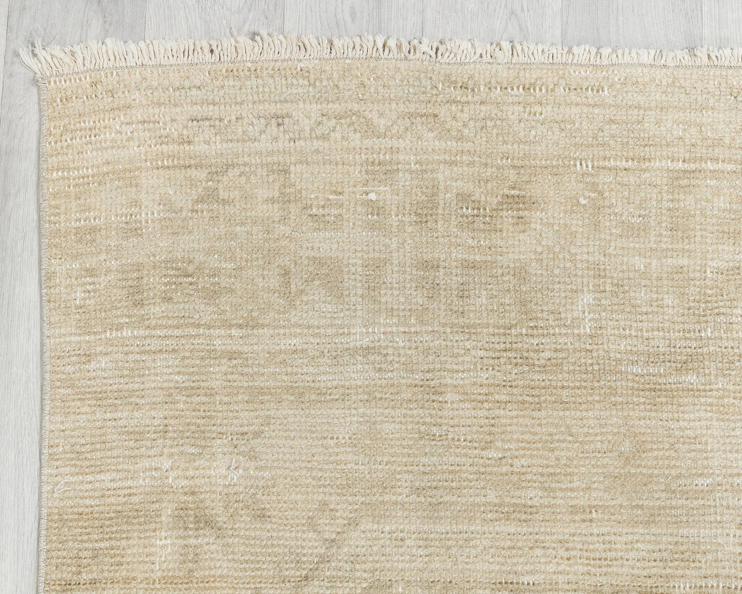 Beige Turkish Oushak Rug 3' x 11' 4" Hand-Knotted | No. VR80376