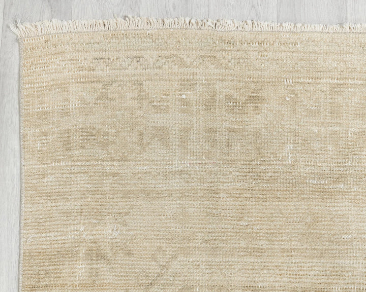 Beige Turkish Oushak Rug 3' x 11' 4" Hand-Knotted | No. VR80376