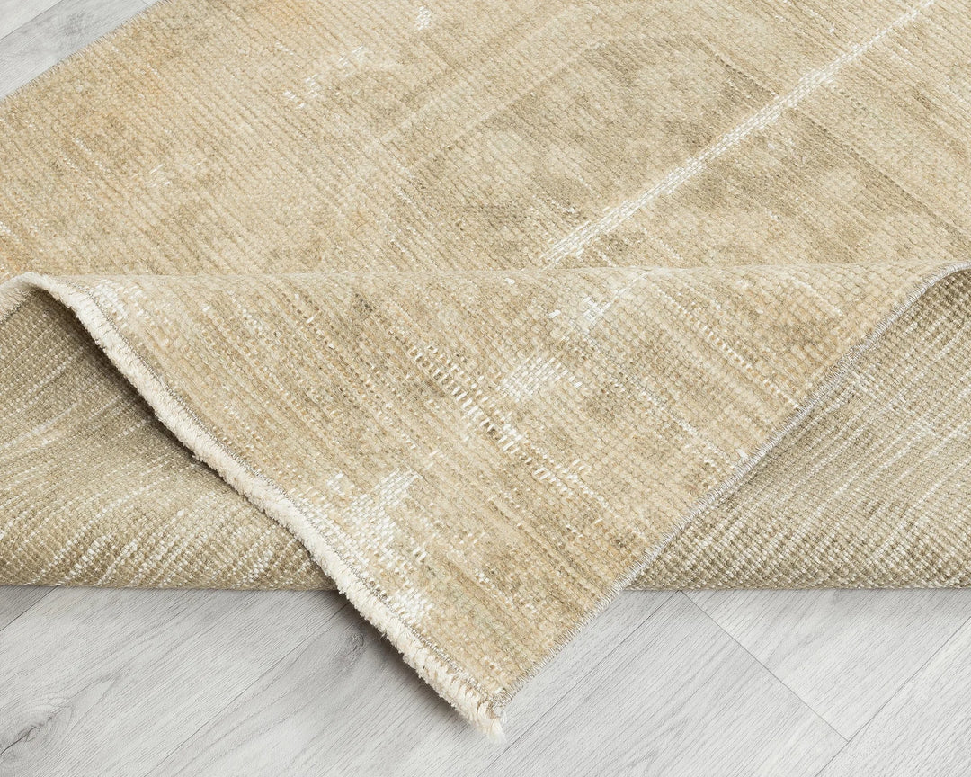 Beige Turkish Oushak Rug 3' x 11' 4" Hand-Knotted | No. VR80376