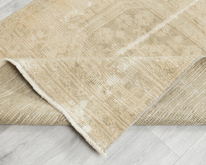 Beige Turkish Oushak Rug 3' x 11' 4" Hand-Knotted | No. VR80376