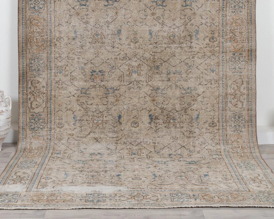 Beige Turkish Oushak Rug 6' 11" x 10' 1" Hand-Knotted | No. VR80530