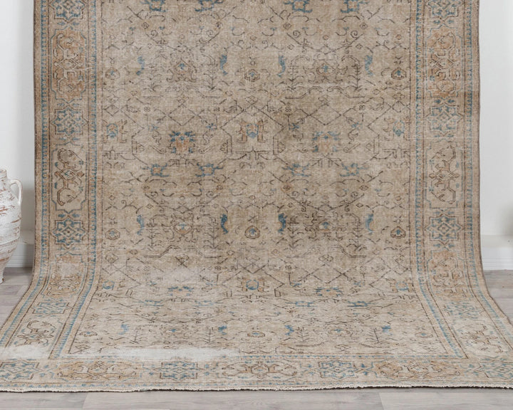 Beige Turkish Oushak Rug 6' 11" x 10' 1" Hand-Knotted | No. VR80530