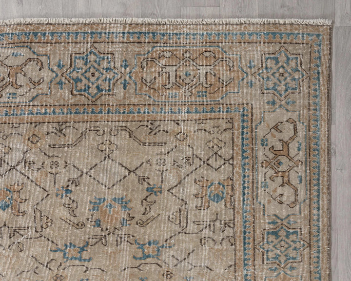 Beige Turkish Oushak Rug 6' 11" x 10' 1" Hand-Knotted | No. VR80530