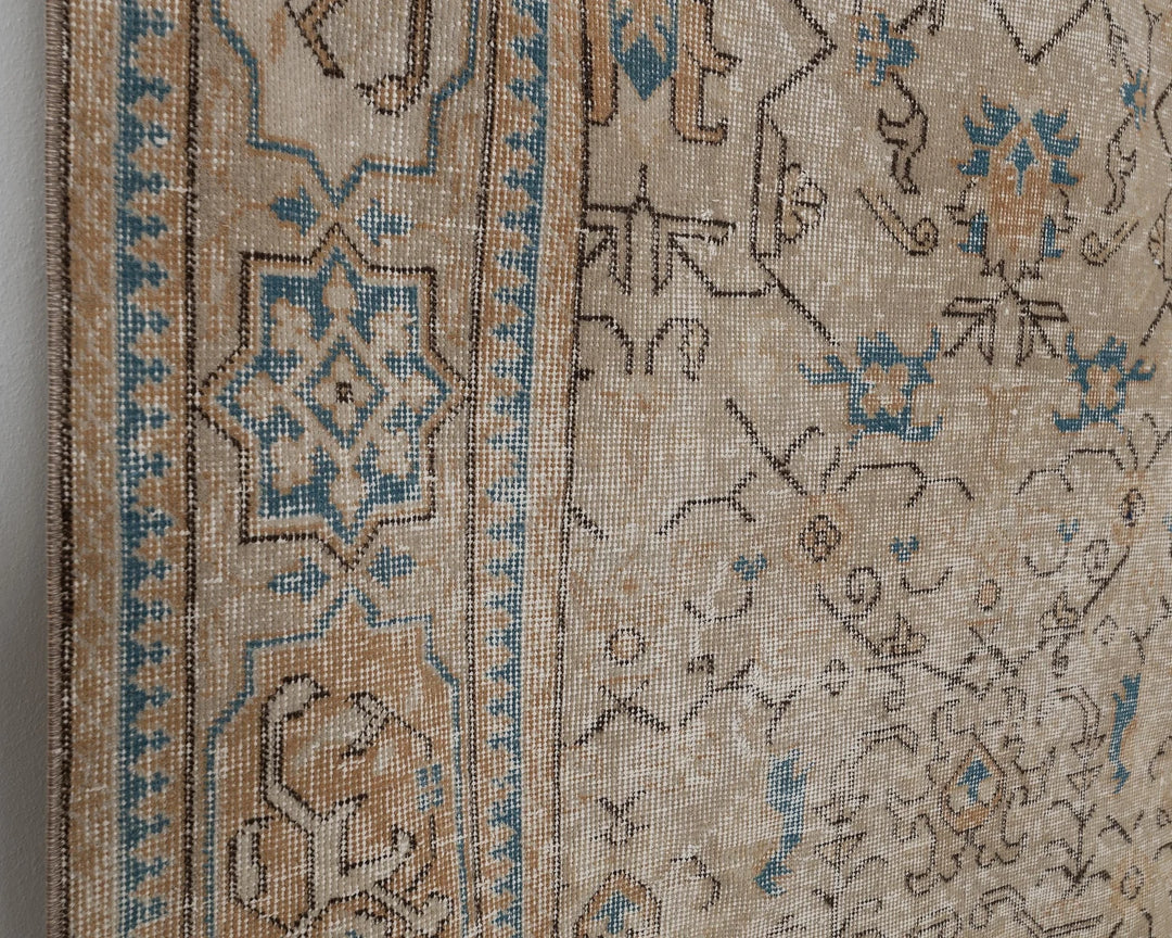 Beige Turkish Oushak Rug 6' 11" x 10' 1" Hand-Knotted | No. VR80530