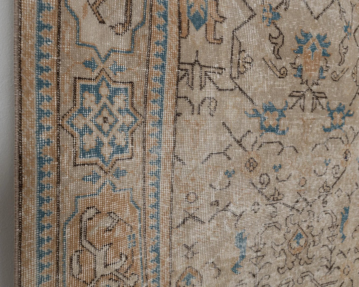 Beige Turkish Oushak Rug 6' 11" x 10' 1" Hand-Knotted | No. VR80530