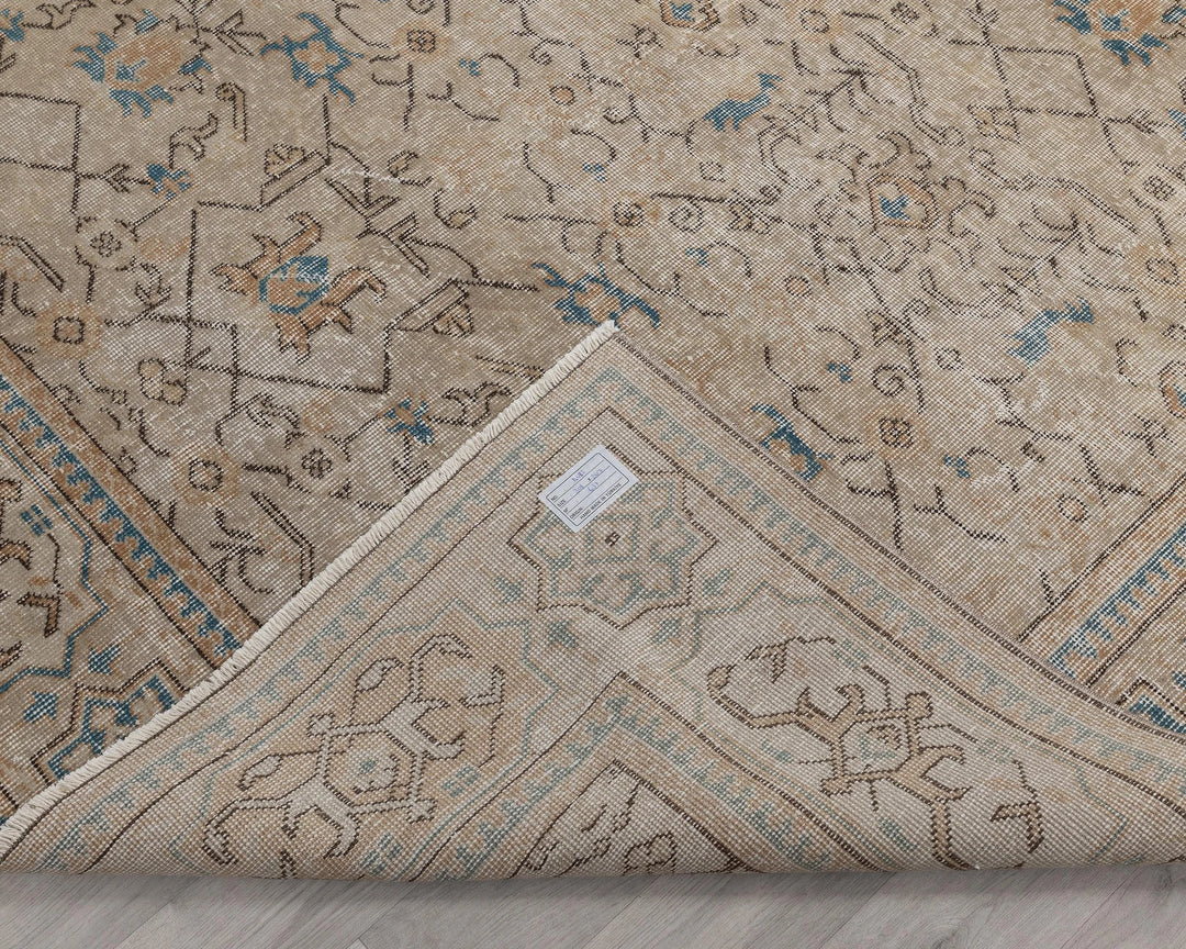 Beige Turkish Oushak Rug 6' 11" x 10' 1" Hand-Knotted | No. VR80530