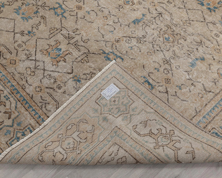 Beige Turkish Oushak Rug 6' 11" x 10' 1" Hand-Knotted | No. VR80530