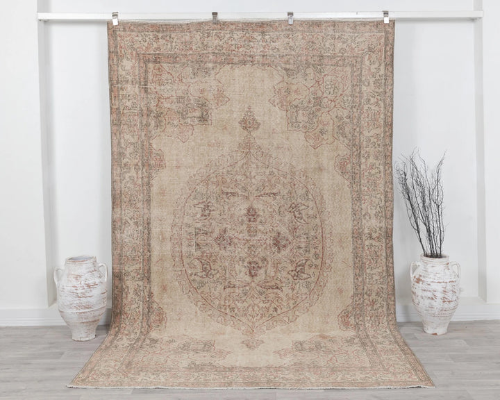 Multicolor Turkish Oushak Rug 6' 6" x 9' 8" Hand-Knotted | No. VR80615