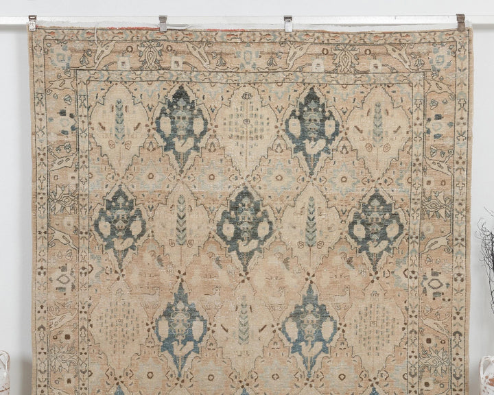 Beige Turkish Oushak Rug 7' 3" x 9' 10" Hand-Knotted | No. VR80640