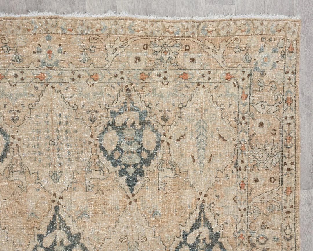 Beige Turkish Oushak Rug 7' 3" x 9' 10" Hand-Knotted | No. VR80640