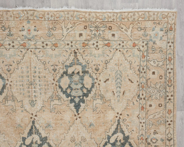 Beige Turkish Oushak Rug 7' 3" x 9' 10" Hand-Knotted | No. VR80640