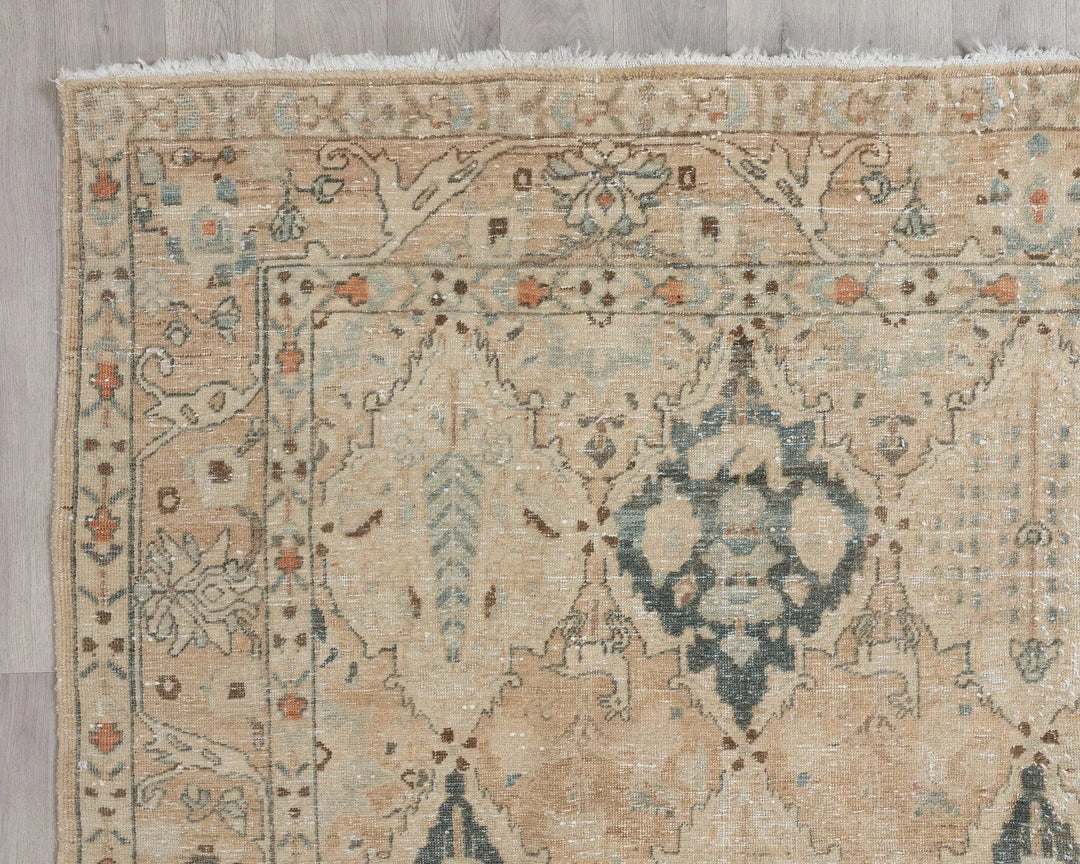 Beige Turkish Oushak Rug 7' 3" x 9' 10" Hand-Knotted | No. VR80640