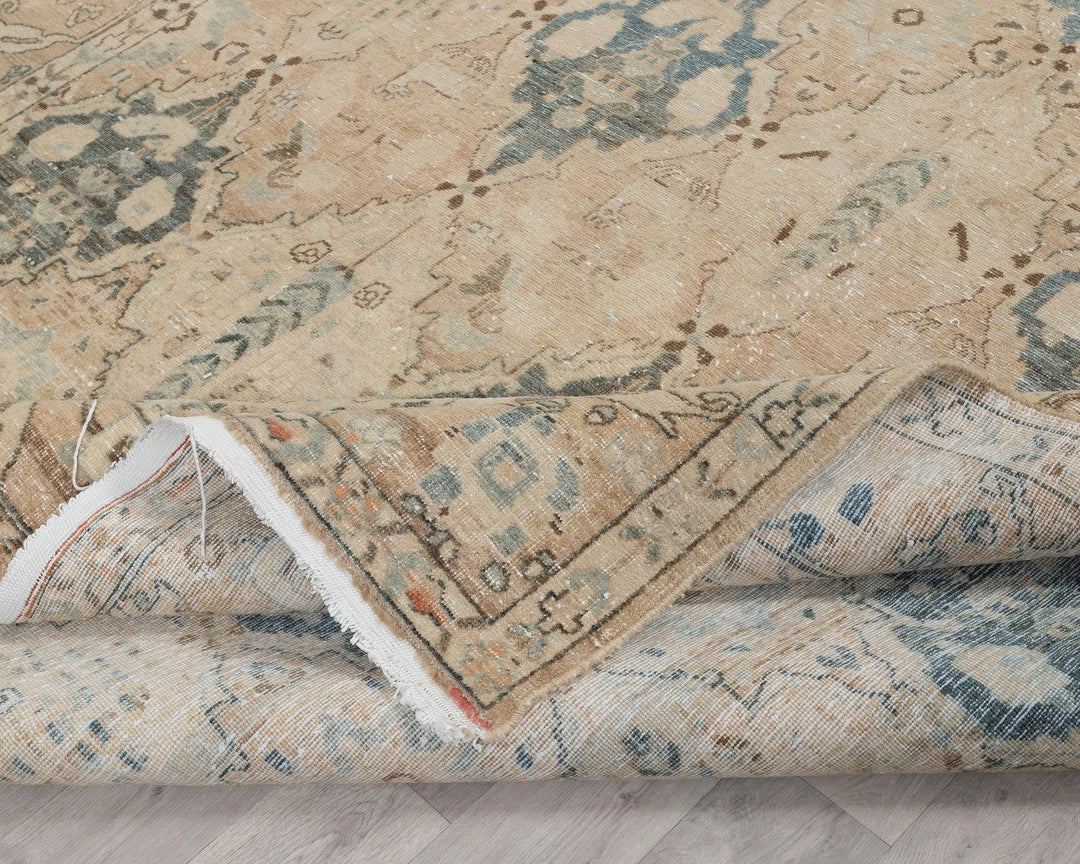 Beige Turkish Oushak Rug 7' 3" x 9' 10" Hand-Knotted | No. VR80640