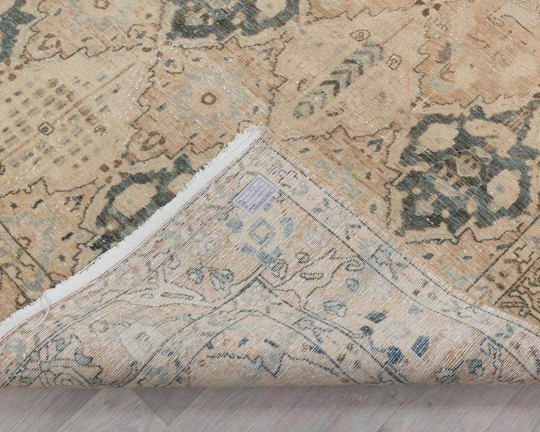 Beige Turkish Oushak Rug 7' 3" x 9' 10" Hand-Knotted | No. VR80640
