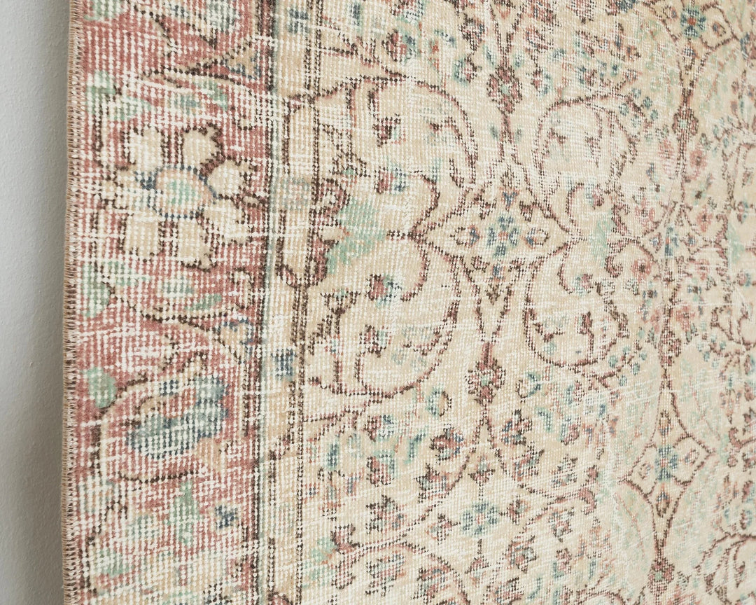 Beige Turkish Oushak Rug 9' 1" x 4' 5" Hand-Knotted | No. VR81054