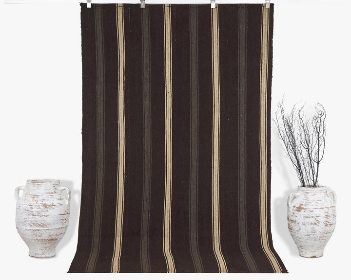 Brown Turkish Kilim Rug 8' 2" x 5' 2" Flat-Weave | No. VR81286