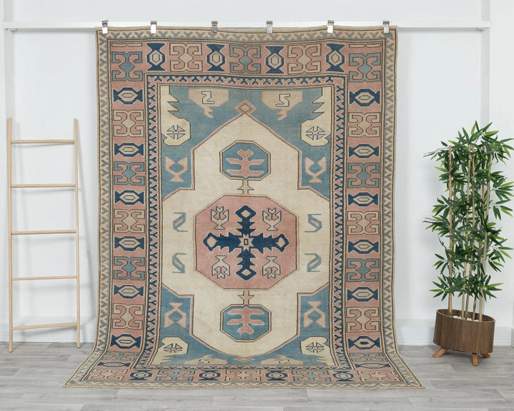 Multicolor Turkish Oushak Rug 6'2" x 8'7" Hand-Knotted | No. VR81445